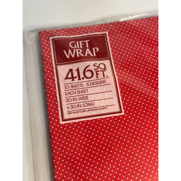 VTG Christmas Gift Wrap Set 20" X 30" 41.6 Sq Ft 10 Sheets 5 Designs Fox Valley - Picture 3 of 6
